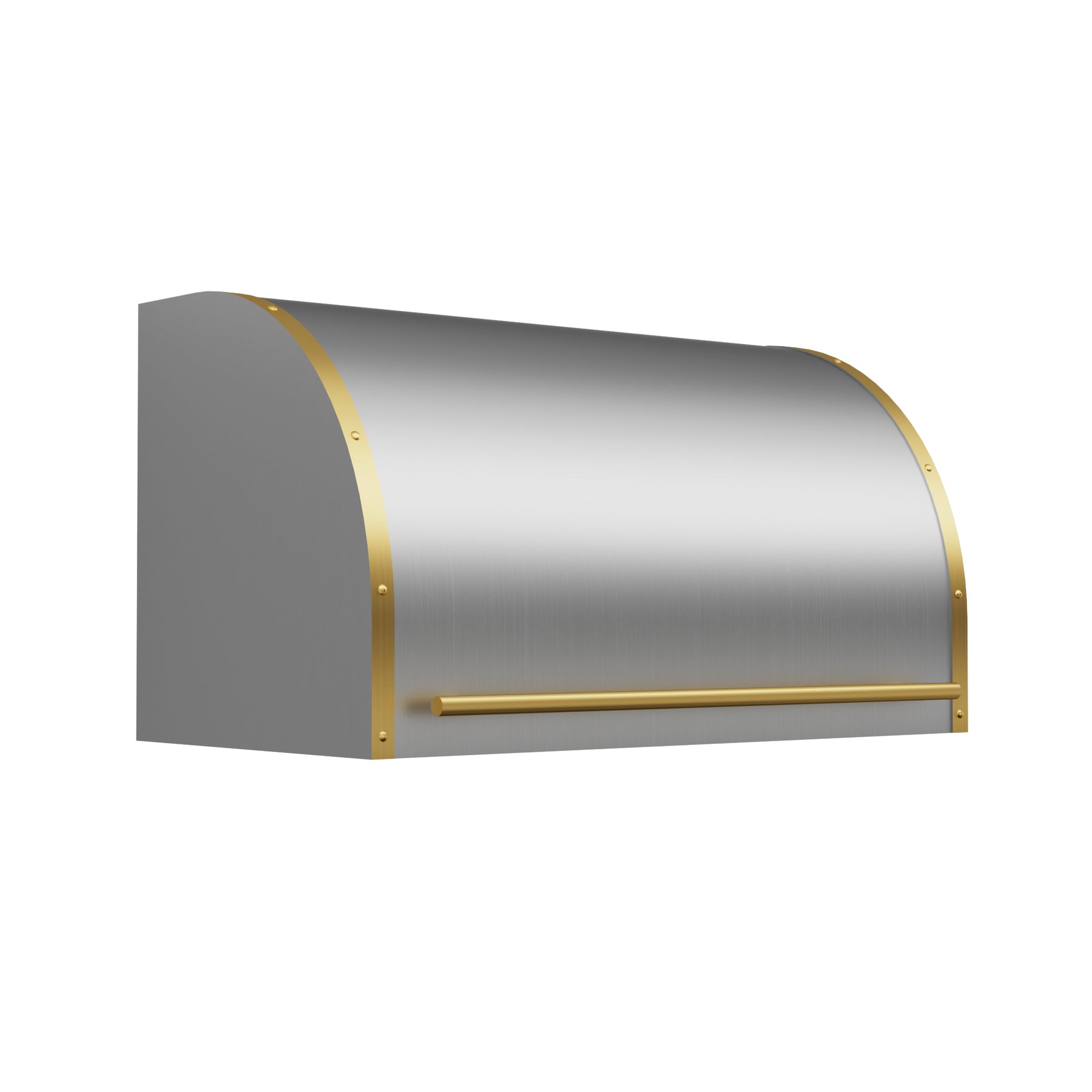 Fobest Custom Modern Barrel Range Hood with Brushed Brass Details FSS-660
