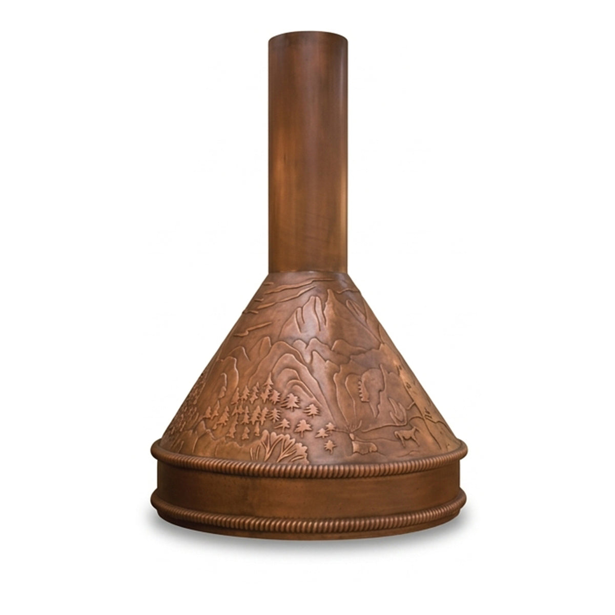Fobest Custom Modern Copper Range Hood with Mountain Landscape FCP-401