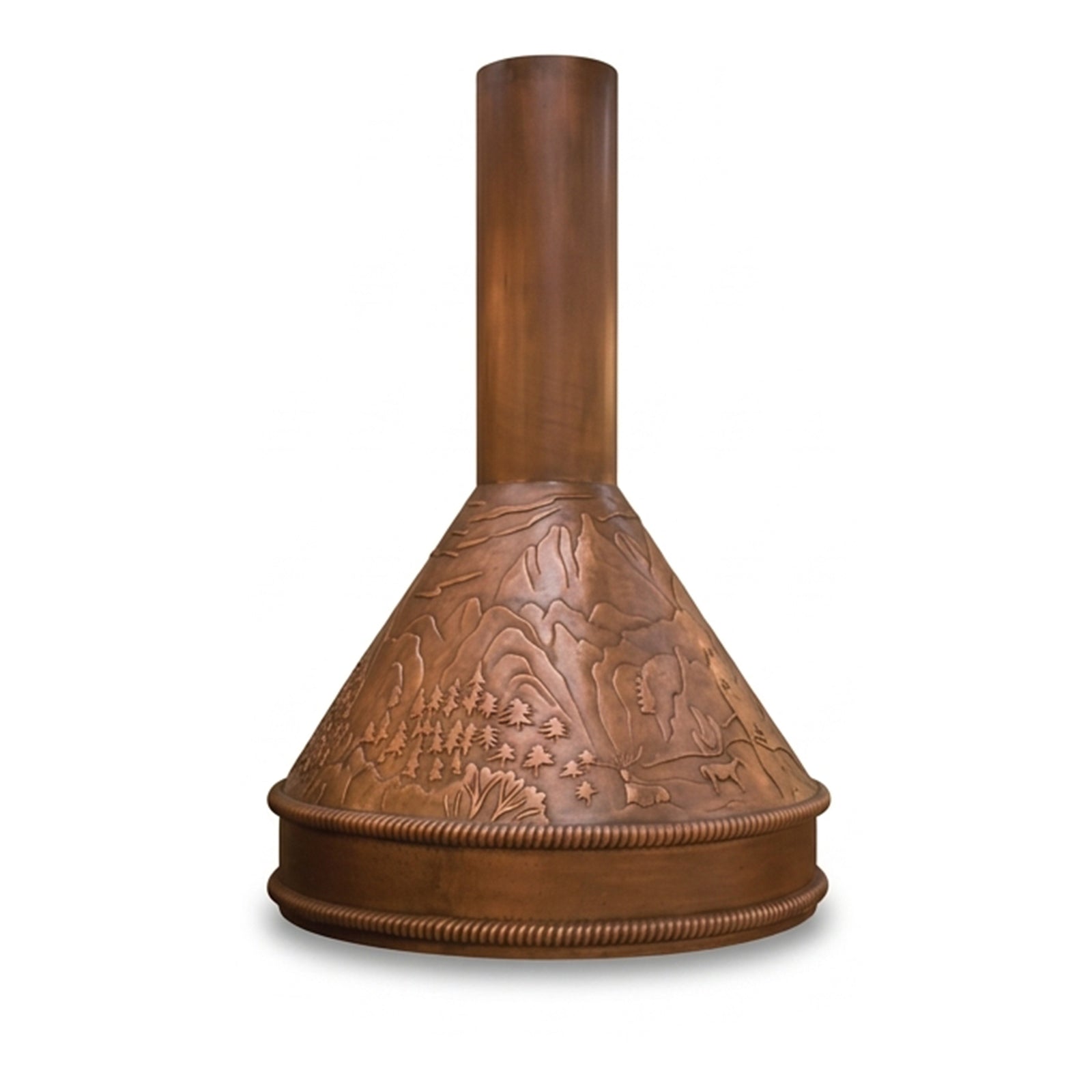 Fobest Custom Modern Copper Range Hood with Mountain Landscape FCP-401