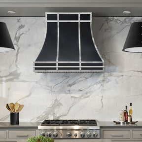 Fobest Custom Modern Black Stainless Steel Range Hood with Cross Straps FSS-589