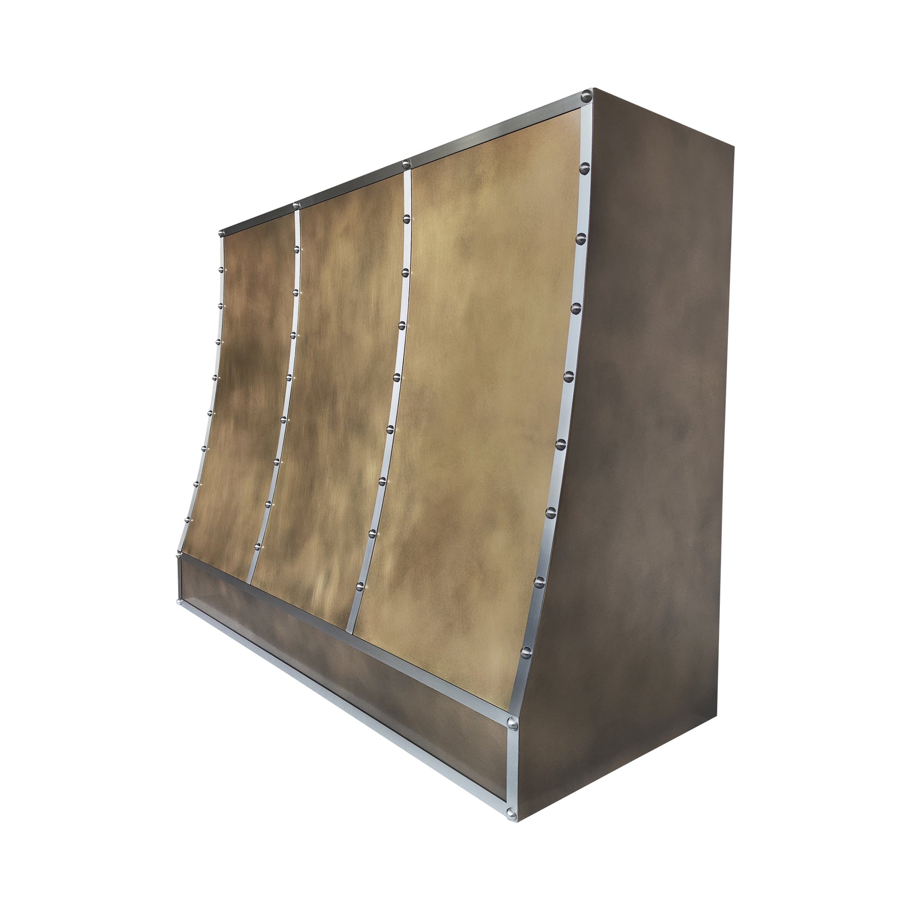 Fobest Custom Modern Industrial Brass Range Hood with Stainless Steel Details FSS-678