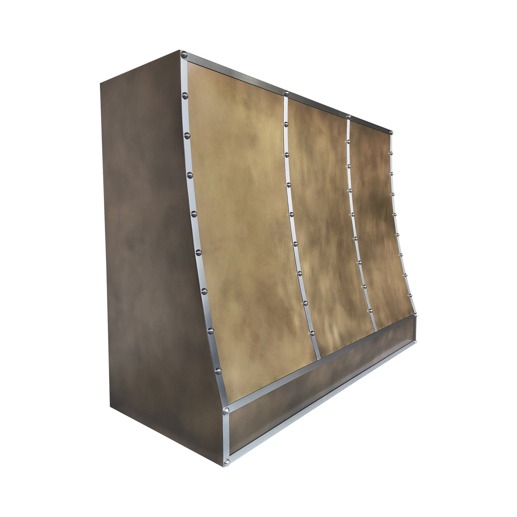 Fobest Custom Modern Industrial Brass Range Hood with Stainless Steel Details FSS-678