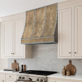 Fobest Custom Modern Industrial Brass Range Hood with Stainless Steel Details FSS-678