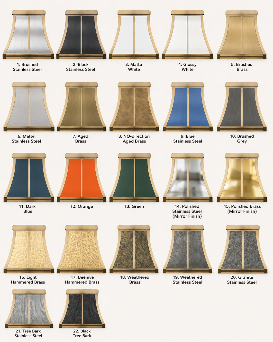 Fobest Custom Modern Range Hood in Curved Design with Layered Brass Straps FSS-625