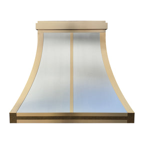Fobest Custom Modern Range Hood in Curved Design with Layered Brass Straps FSS-625