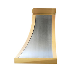 Fobest Custom Modern Range Hood in Curved Design with Layered Brass Straps FSS-625
