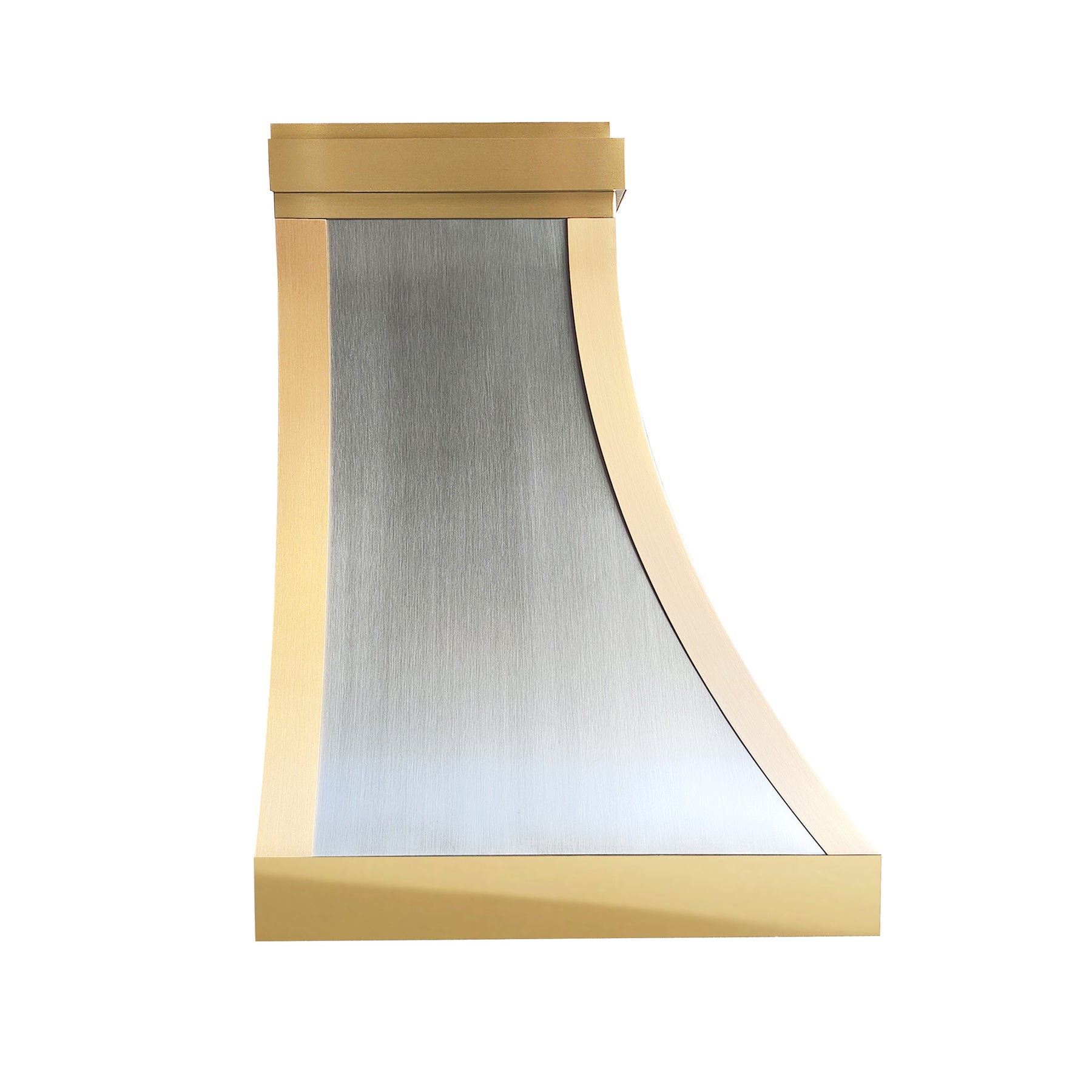 Fobest Custom Modern Range Hood in Curved Design with Layered Brass Straps FSS-625