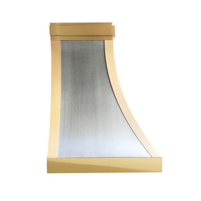 Fobest Custom Modern Range Hood in Curved Design with Layered Brass Straps FSS-625