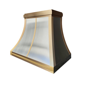 Fobest Custom Modern Range Hood in Curved Design with Layered Brass Straps FSS-625