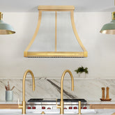 Fobest Custom Modern Range Hood in Curved Design with Layered Brass Straps FSS-625