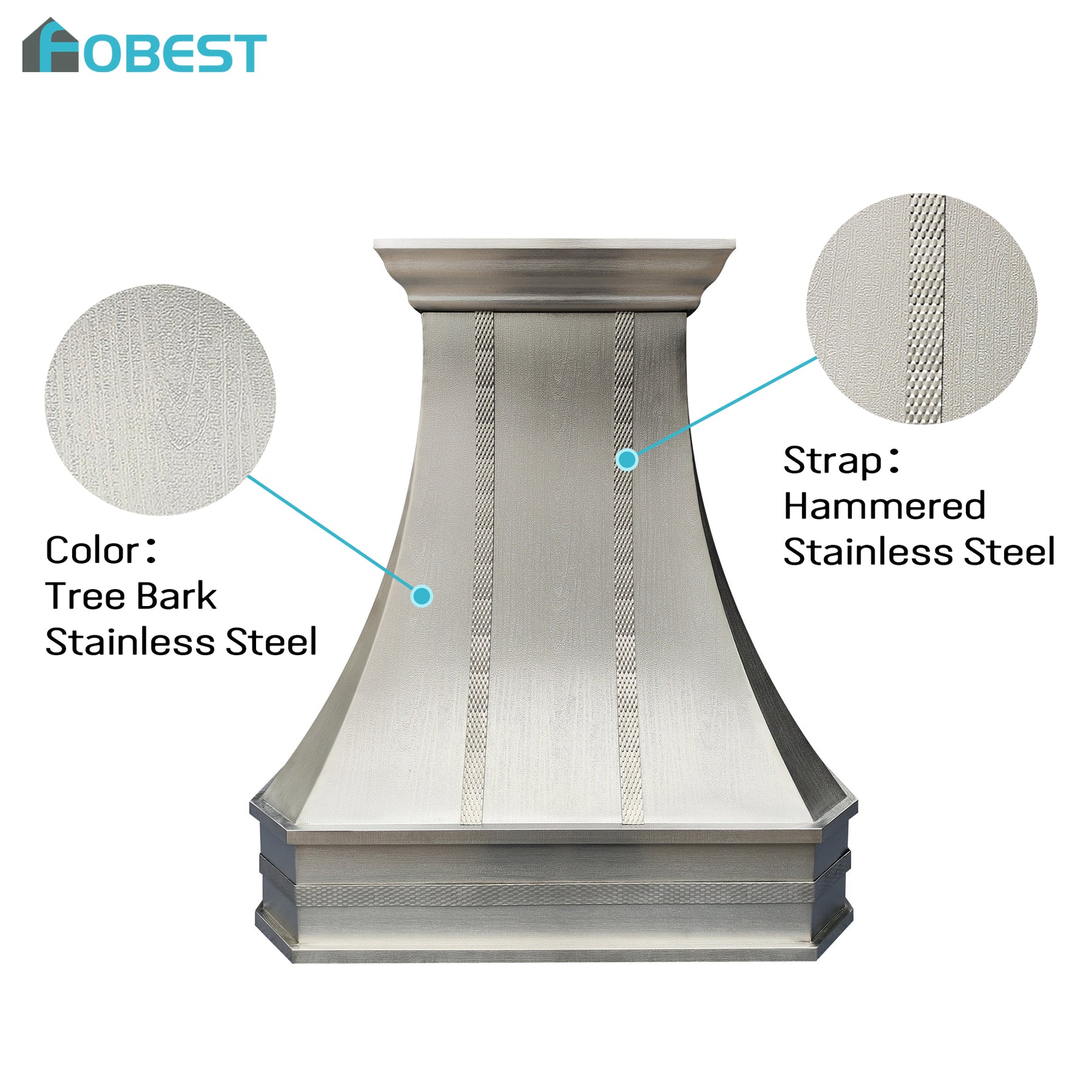 Fobest Custom Modern Tree Bark Stainless Steel Range Hood FSS-627