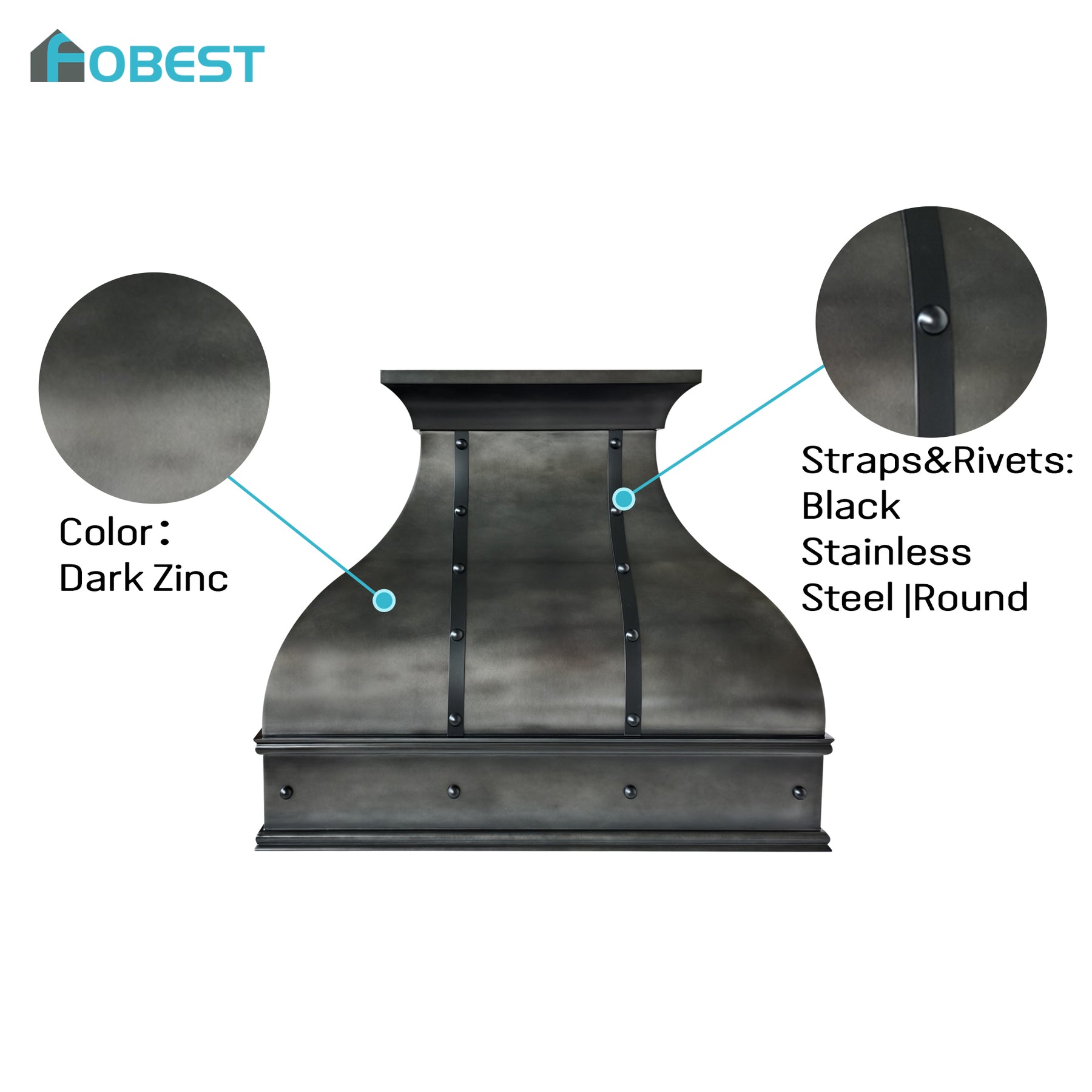 Fobest Custom Modern Zinc Range Hood with Black Details FSS-704