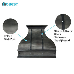 Fobest Custom Modern Zinc Range Hood with Black Details FSS-704