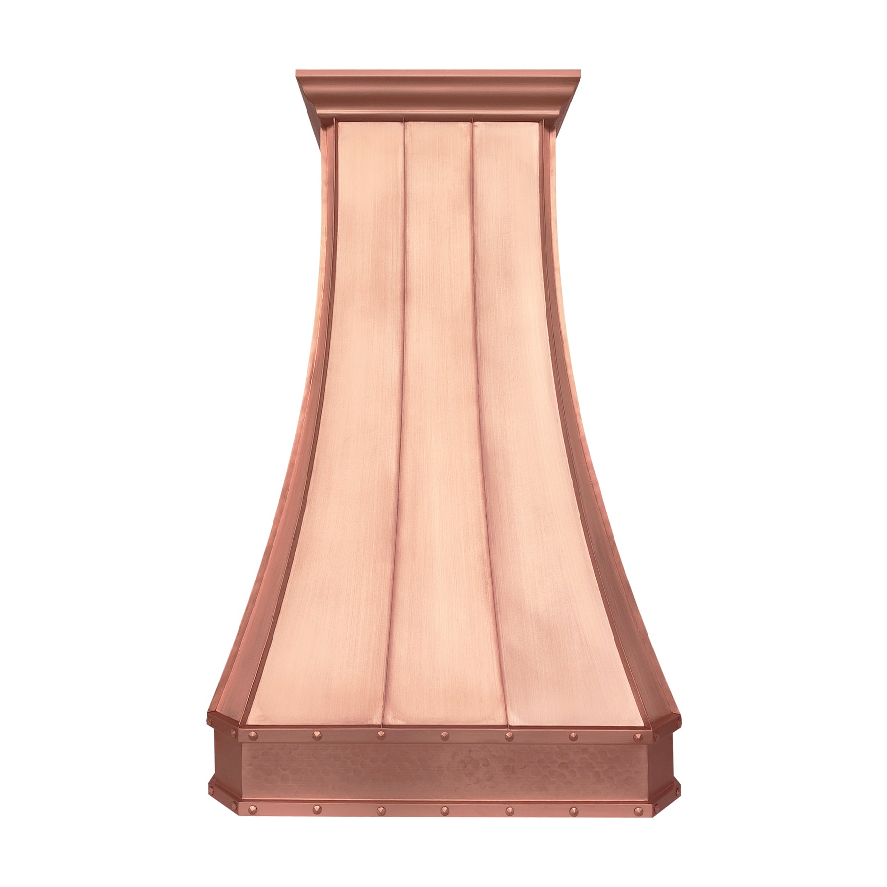 Fobest Custom Natural Copper Metal Range Hood with Vertical Straps FCP-382