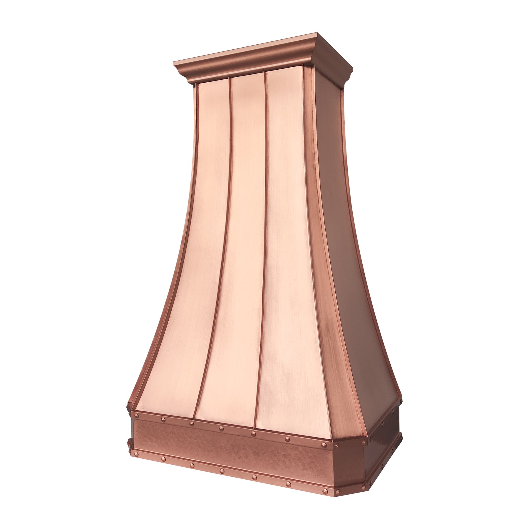 Fobest Custom Natural Copper Metal Range Hood with Vertical Straps FCP-382