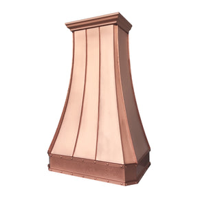 Fobest Custom Natural Copper Metal Range Hood with Vertical Straps FCP-382