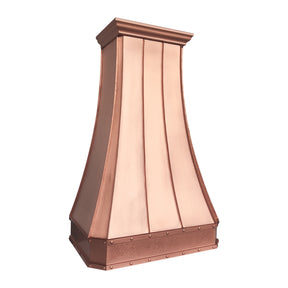 Fobest Custom Natural Copper Metal Range Hood with Vertical Straps FCP-382