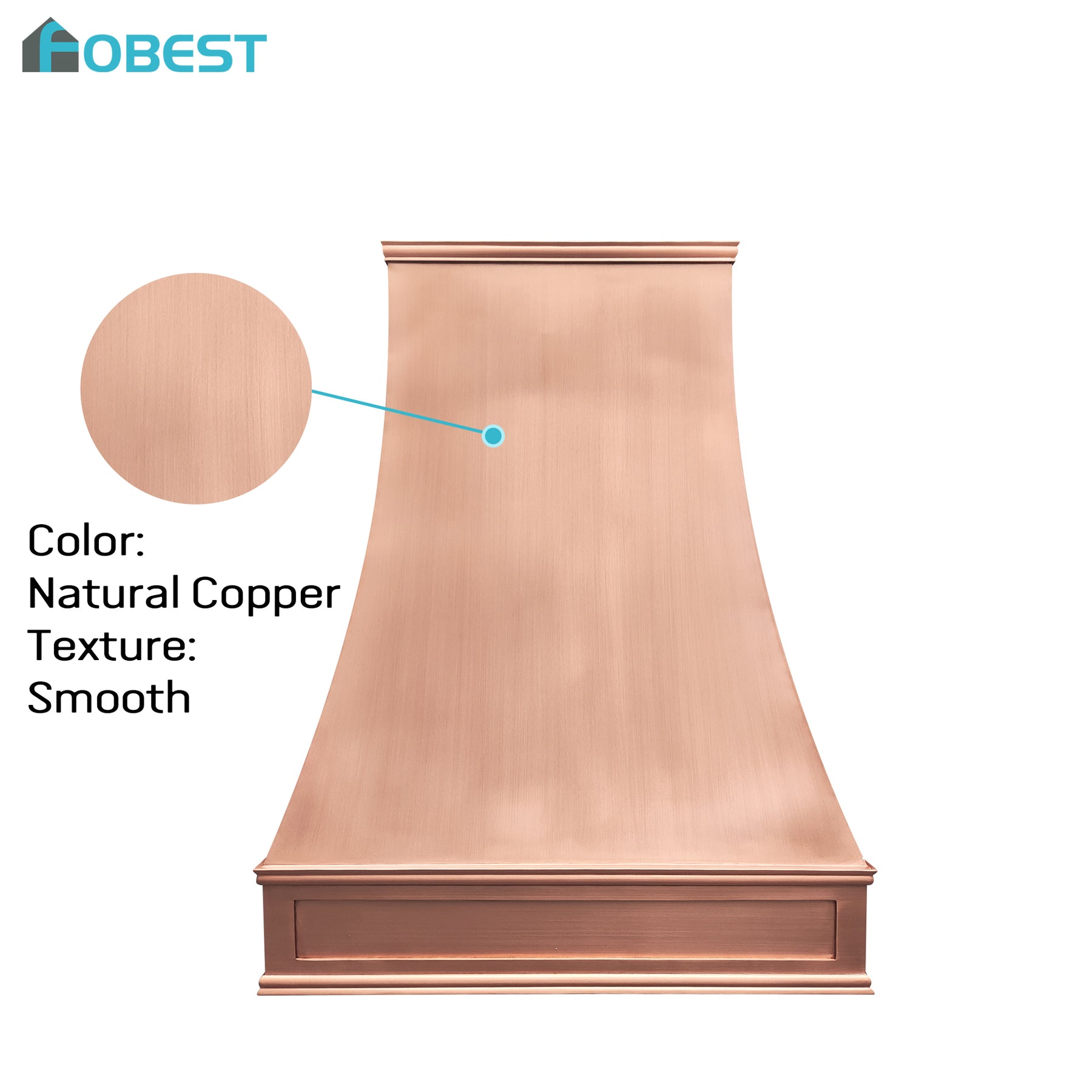Fobest Custom Natural Copper Range Hood with Classic Smooth Finish FCP-354