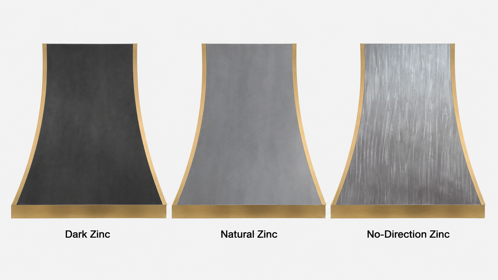 Fobest Custom Natural Zinc Range Hood with Brushed Brass Frame FSS-650