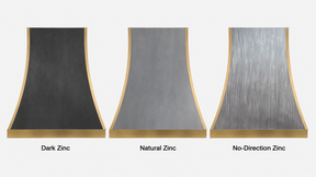 Fobest Custom Natural Zinc Range Hood with Brushed Brass Frame FSS-650
