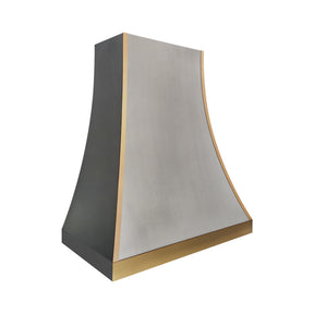 Fobest Custom Natural Zinc Range Hood with Brushed Brass Frame FSS-650