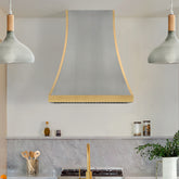Fobest Custom Natural Zinc Range Hood with Brushed Brass Frame FSS-650