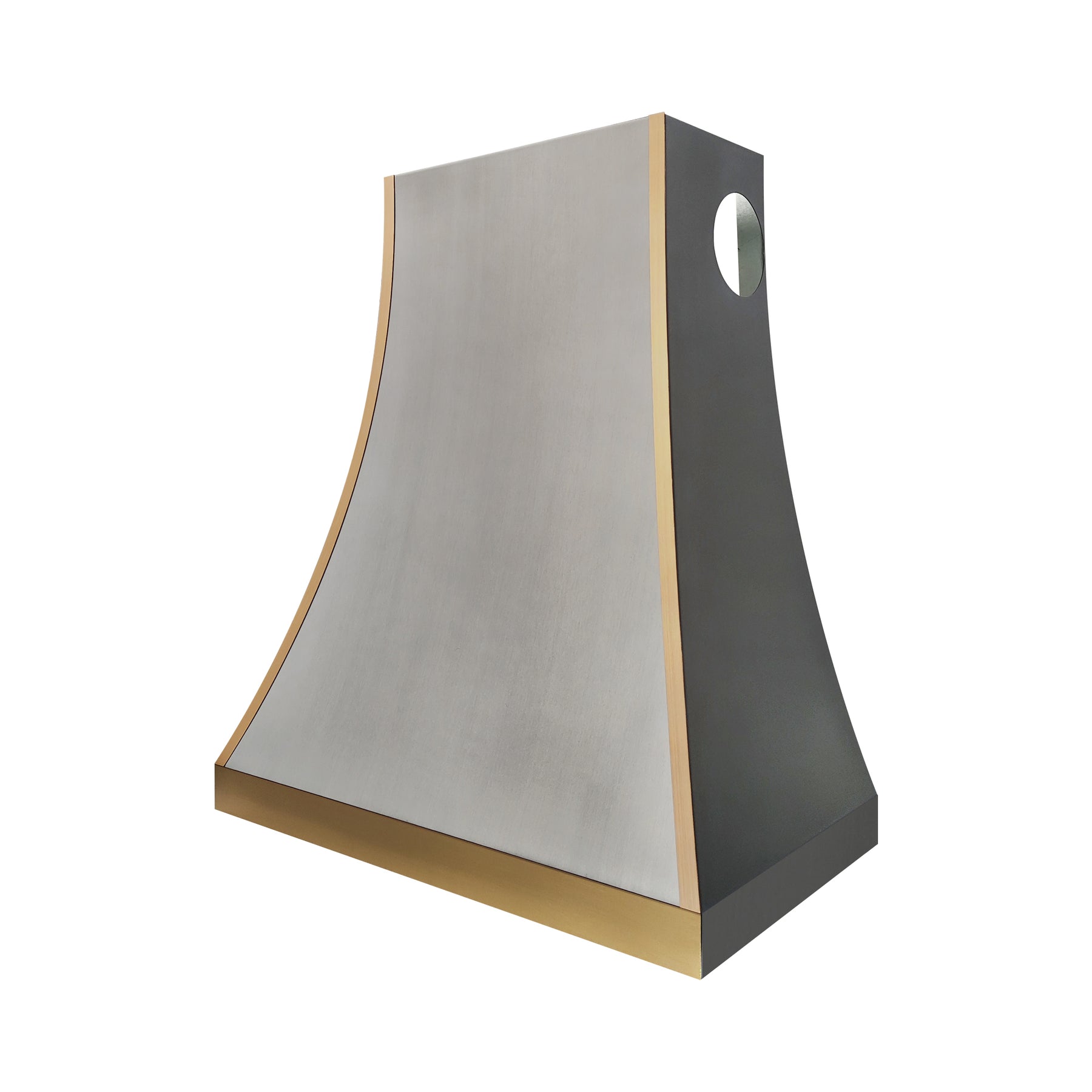Fobest Custom Natural Zinc Range Hood with Brushed Brass Frame FSS-650