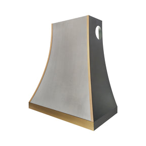 Fobest Custom Natural Zinc Range Hood with Brushed Brass Frame FSS-650