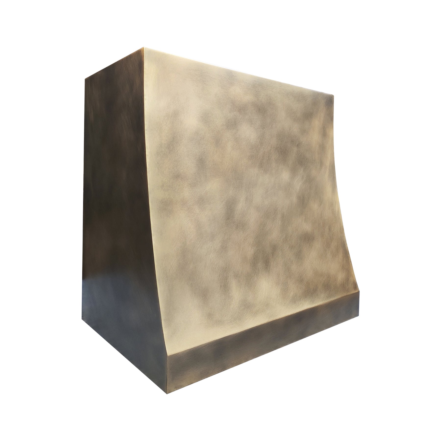 Fobest Custom No-Directional Aged Brass Range Hood in Curved Square Design FSS-572