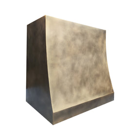 Fobest Custom No-Directional Aged Brass Range Hood in Curved Square Design FSS-572