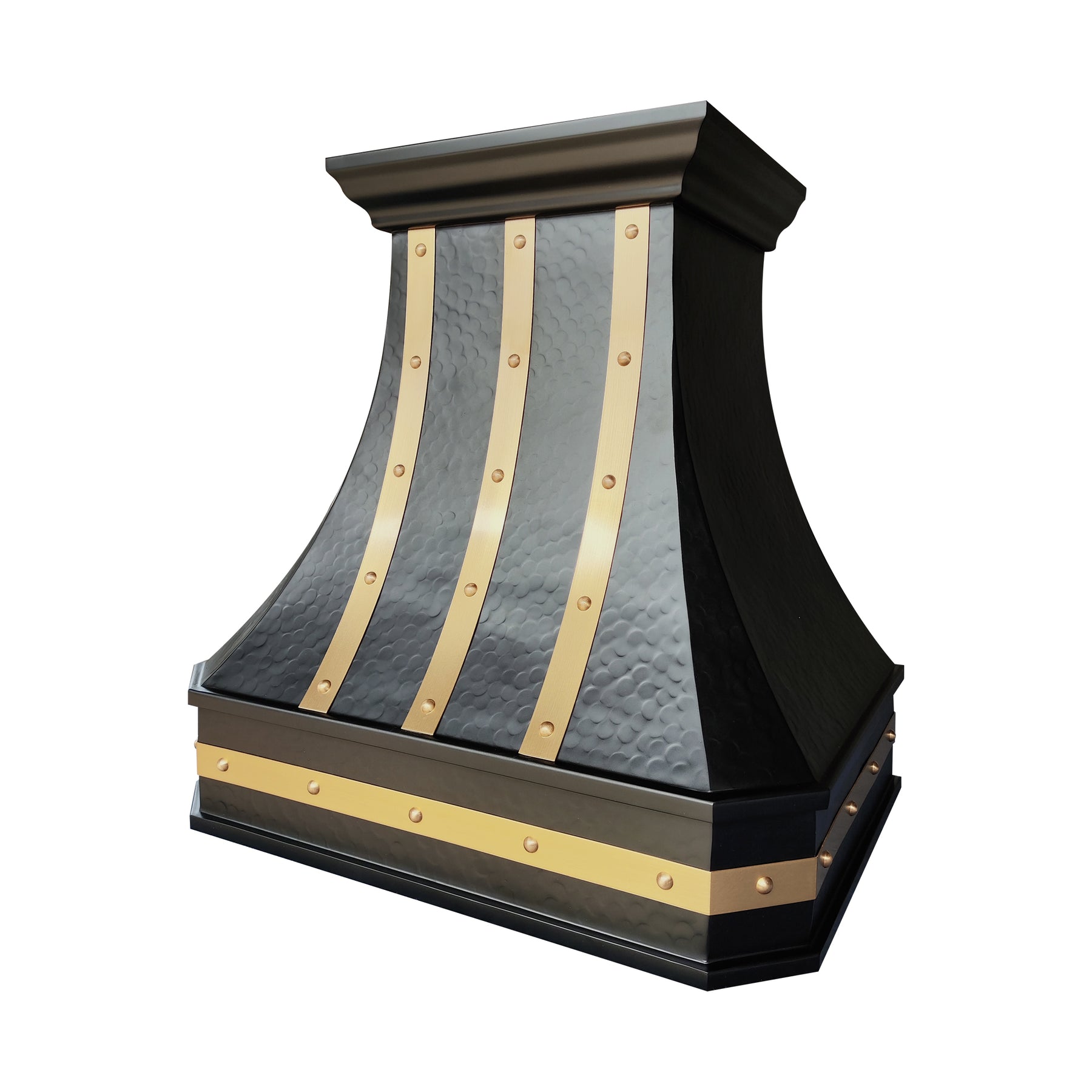Fobest Custom Oil Rubbed Bronze Range Hood with Brass Straps & Rivet Details FCP-371