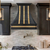 Fobest Custom Oil Rubbed Bronze Range Hood with Brass Straps & Rivet Details FCP-371