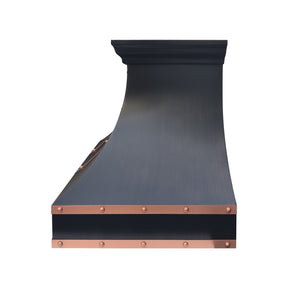 Fobest Custom Oil Rubbed Bronze Range Hood with Copper Straps & Rivets FCP-377