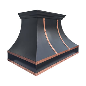 Fobest Custom Oil Rubbed Bronze Range Hood with Copper Straps & Rivets FCP-377