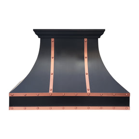 Fobest Custom Oil Rubbed Bronze Range Hood with Copper Straps & Rivets FCP-377