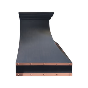 Fobest Custom Oil Rubbed Bronze Range Hood with Copper Straps & Rivets FCP-377