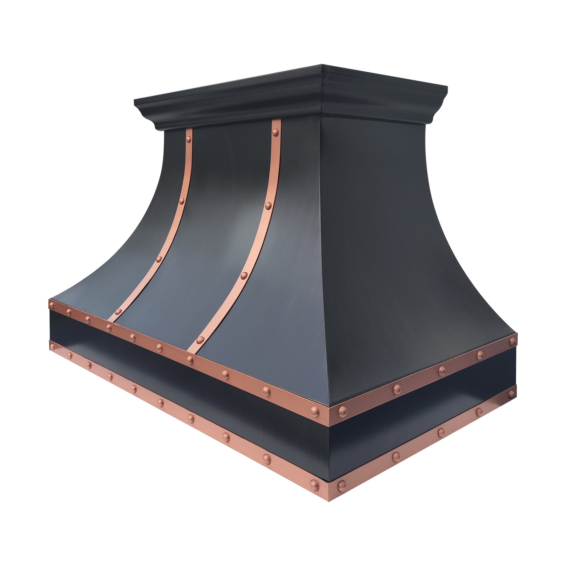 Fobest Custom Oil Rubbed Bronze Range Hood with Copper Straps & Rivets FCP-377