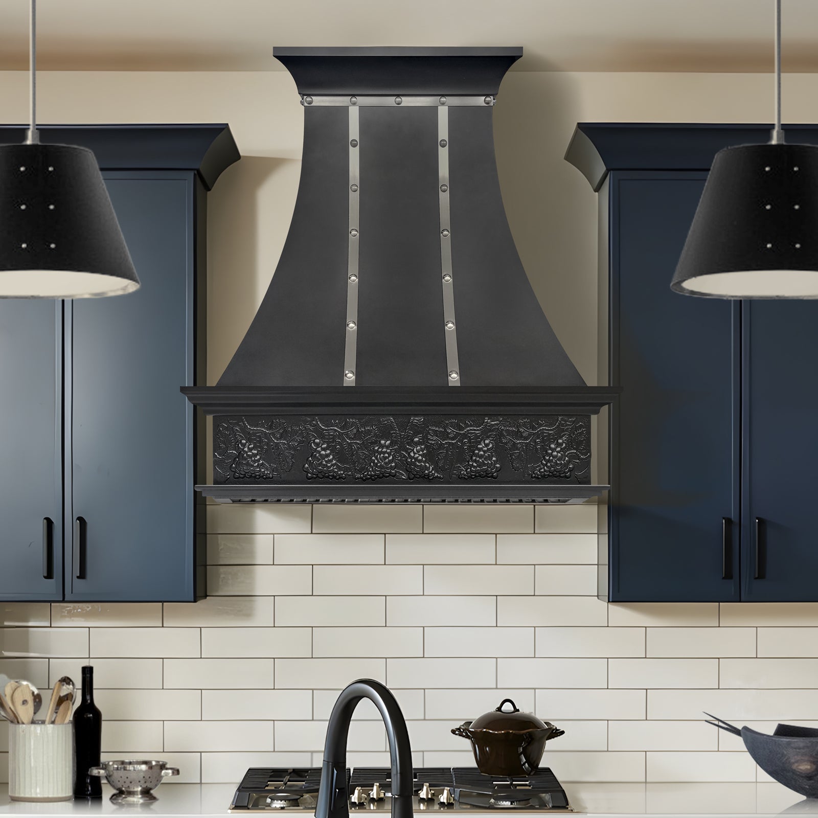 Fobest Custom Oil Rubbed Bronze Range Hood with Hand-Carved Apron Design FCP-366