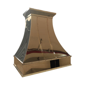 Fobest Custom Polished Brass Range Hood with Straps and Rivets FSS-682