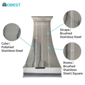 Fobest Custom Polished Stainless Steel Range Hood Modern Easy-Clean Kitchen Hood FSS-666