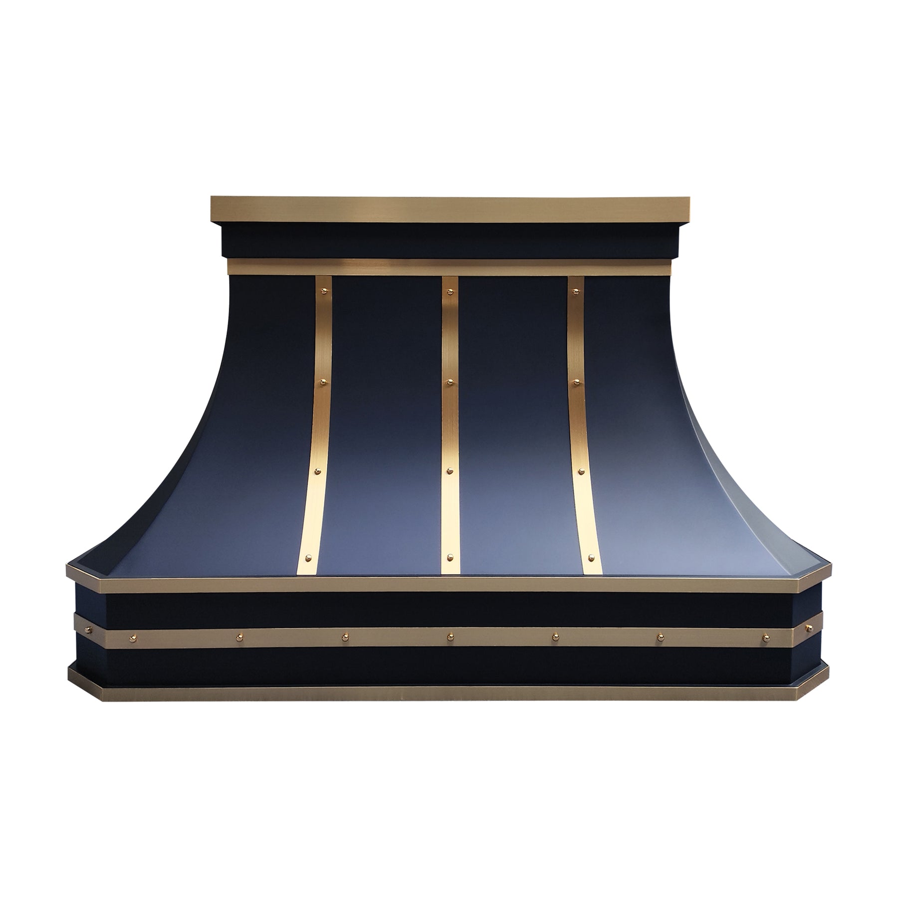 Fobest Custom Range Hood in Black and Brass Stainless Steel for California Luxury Kitchens FSS-561