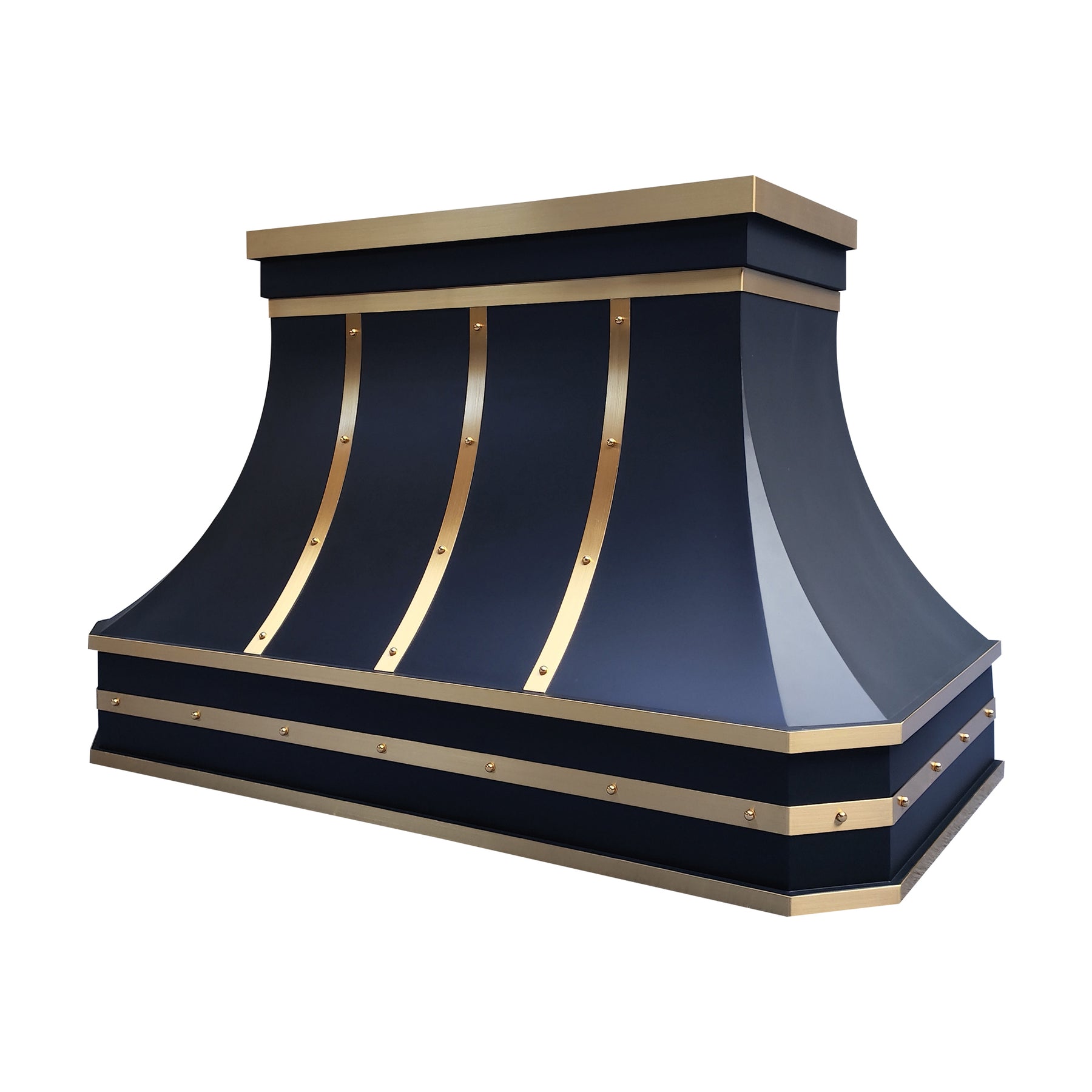Fobest Custom Range Hood in Black and Brass Stainless Steel for California Luxury Kitchens FSS-561