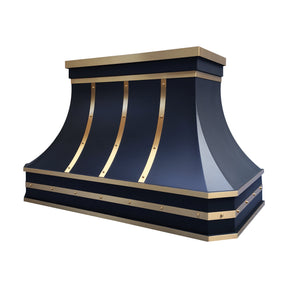 Fobest Custom Range Hood in Black and Brass Stainless Steel for California Luxury Kitchens FSS-561
