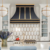 Fobest Custom Range Hood in Black and Brass Stainless Steel for California Luxury Kitchens FSS-561