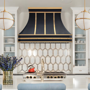 Fobest Custom Range Hood in Black and Brass Stainless Steel for California Luxury Kitchens FSS-561