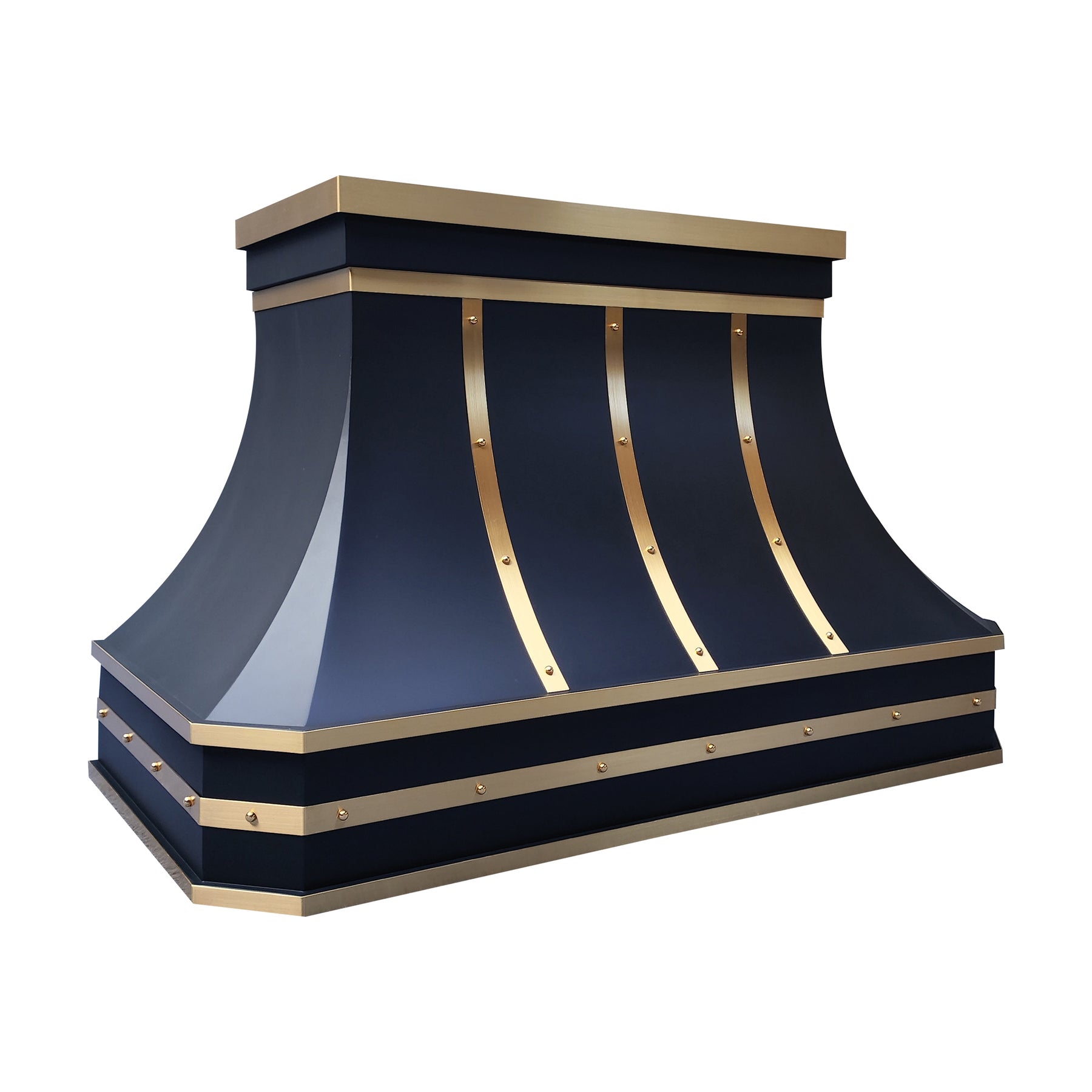 Fobest Custom Range Hood in Black and Brass Stainless Steel for California Luxury Kitchens FSS-561