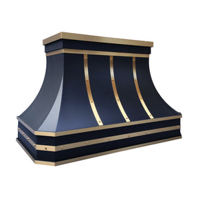Fobest Custom Range Hood in Black and Brass Stainless Steel for California Luxury Kitchens FSS-561