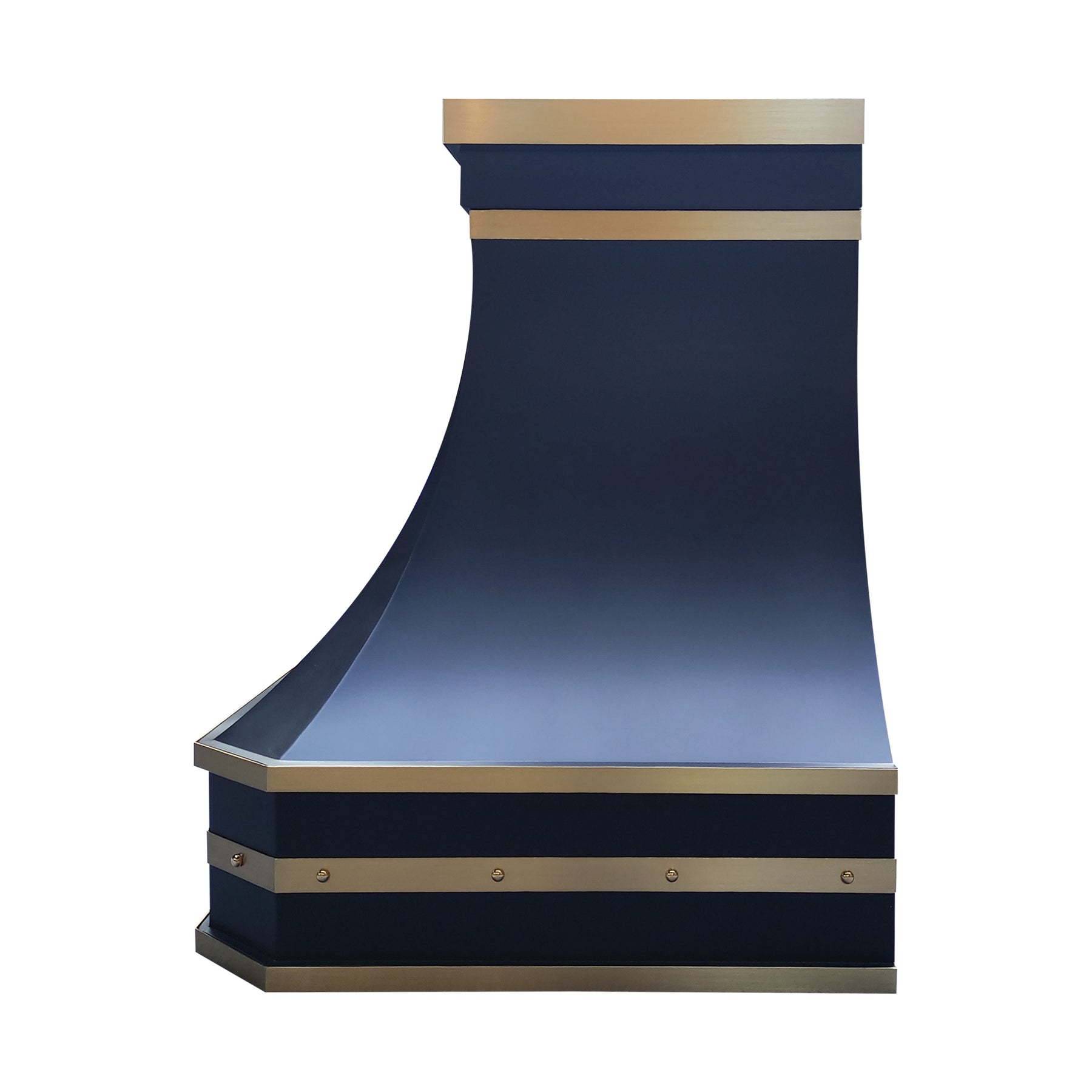 Fobest Custom Range Hood in Black and Brass Stainless Steel for California Luxury Kitchens FSS-561