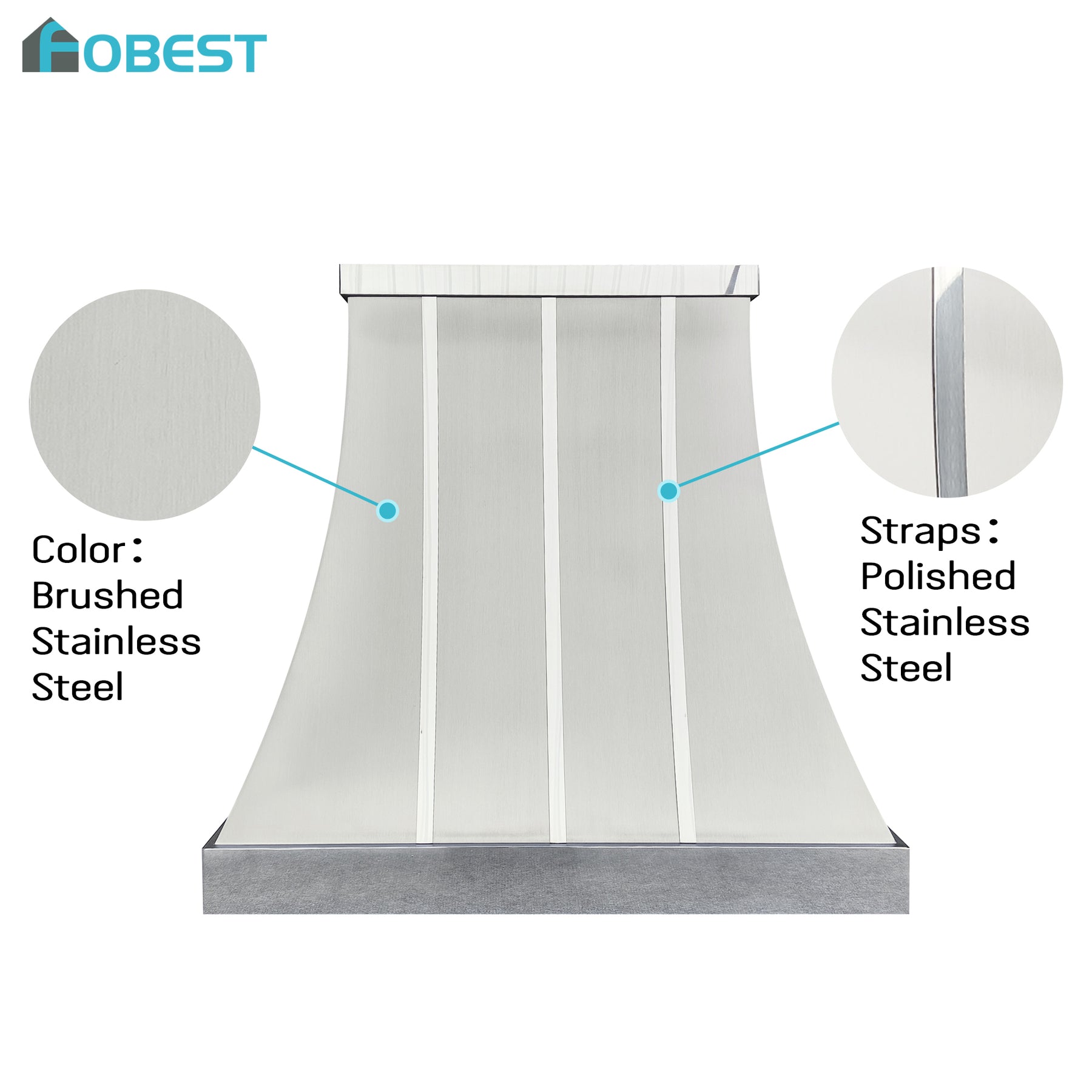 Fobest Custom Metal Range Hoods with Brushed & Polished Stainless Accents FSS-611