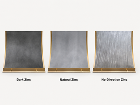 Fobest Custom Sculpted Zinc Range Hood with Brass Edge Accents FSS-590